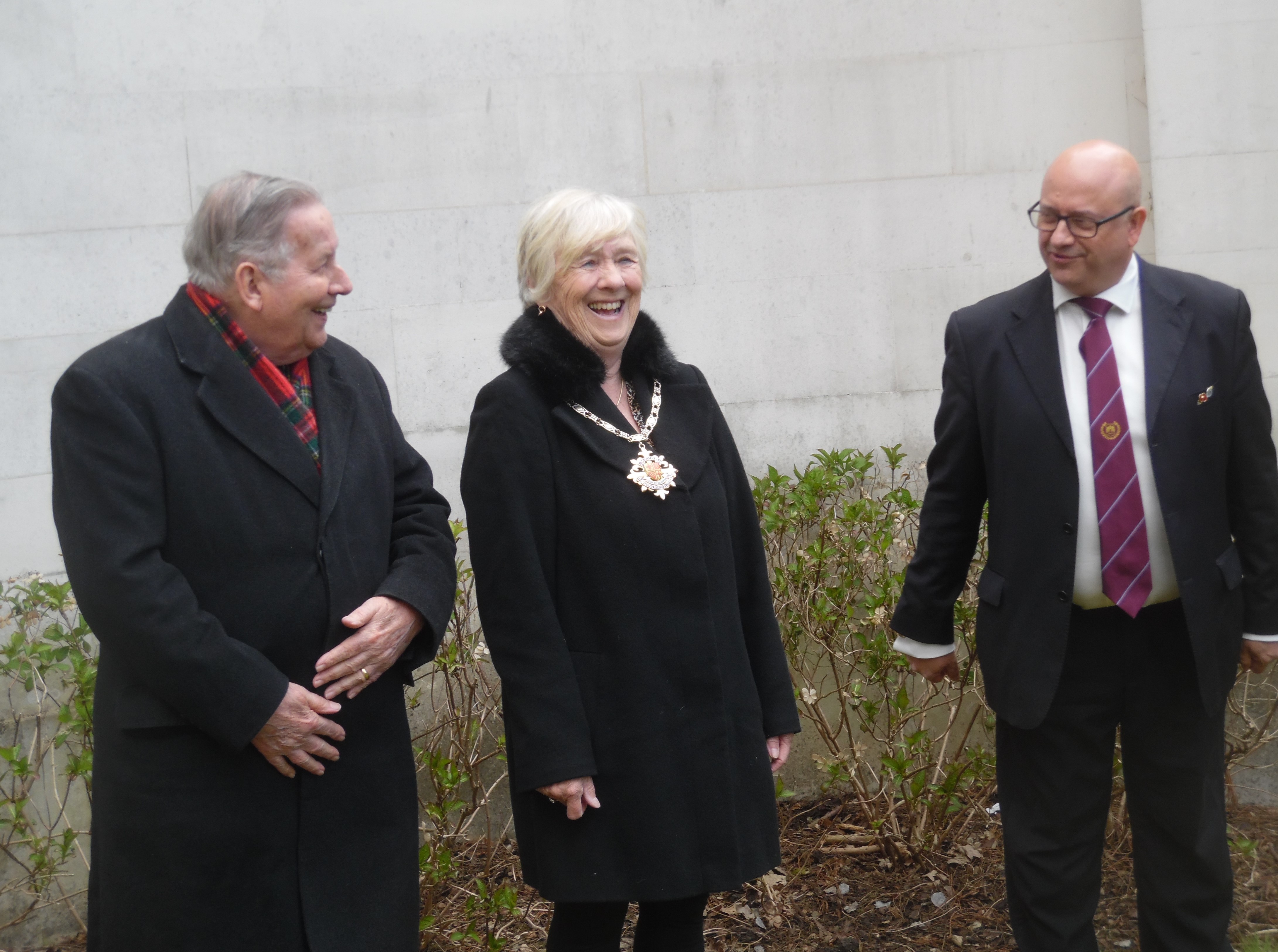 After the ceremony, John Kingsbury, Cllr Beryl Hunwicks, Chairman Kevin Davis