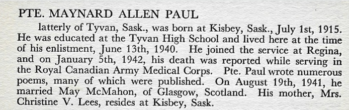 Private Maynard Allen Paul